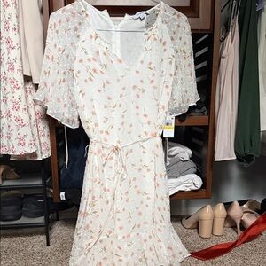 CeCe White Floral Midi Dress